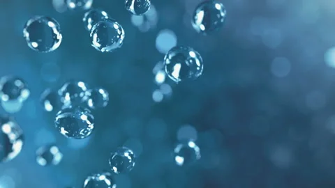 Water bubbles going up in slow motion in 4K Stock-Footage 113912474