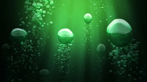 Water Bubbles. Green-Blue. Loopable. Video stock 30596472