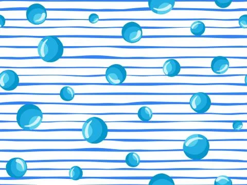 Water bubbles stripe seamless pattern on a white background. 스톡 일러스트