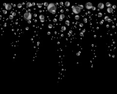 Water bubbles at surface. Realistic falling air circles. Soda bubble flow. Fizzy Stock Illustration