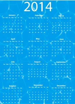Water calendar 2014 Stock Illustration