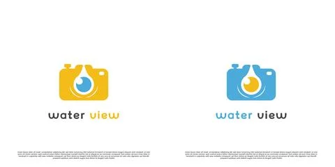 Water camera view ocean logo design illustration. Illustrazione stock