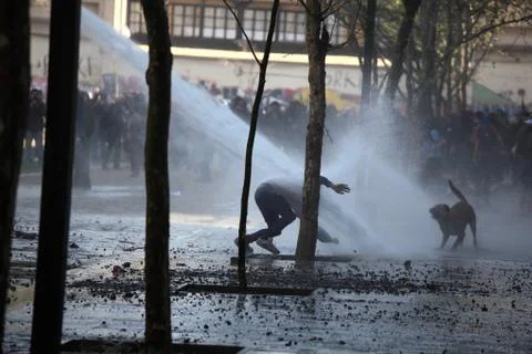 Water Cannon. Protest Stock Photos