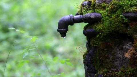 Water on capped pipe Stock Photos