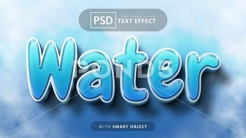 Water cartoon style text effect editable PSD Template
