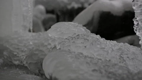 Water cascade ice fall Stock Footage 86136764