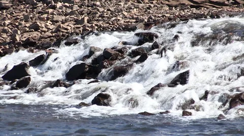 Water Cascade over Rocks in Spring Stock Footage 47946100
