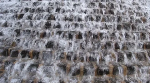Water cascades over bricks 10s silent Stock Footage 40702294