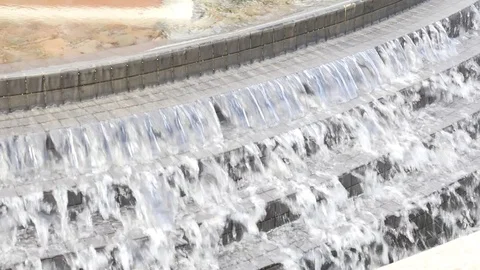 Water cascading down steps outside Stock-Footage 80175800