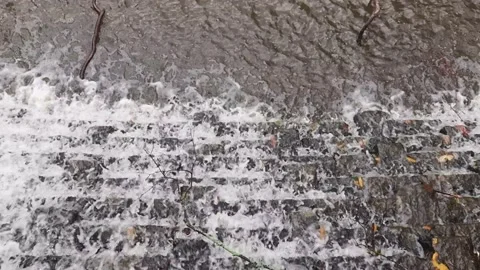 Water Cascading Down Steps, UK Stock Footage 162883398