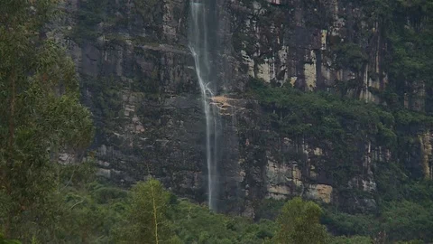 Water Cascading Down Wall Stock Footage 110210476