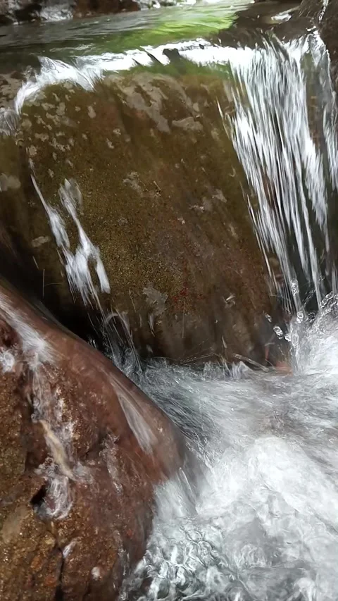 Water Cascading Over Stone Close Up Natural Stream Texture Stock Footage 330582667