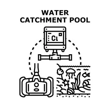 Water catchment pool system and maintenance concepts Stock Illustration