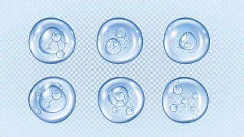 Water cell drop. 3D skin collagen. Serum molecular moisture. Health care lotion Stock Illustration