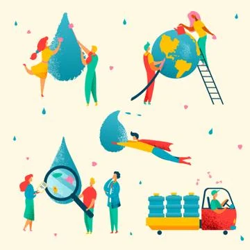 Water character set Stock Illustration