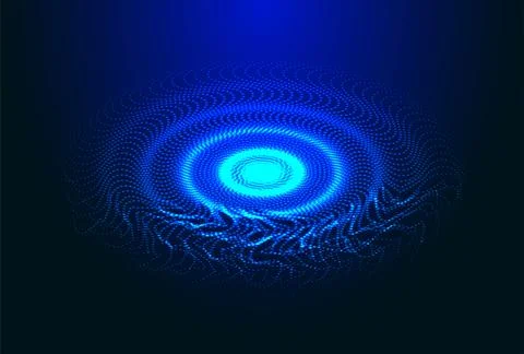 Water circle ripples particles background. Oscillating sound waves or signal 스톡 일러스트