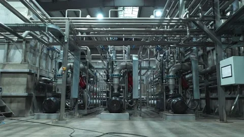 Water clearing constructions at a large industrial enterprise Stock Footage 169924454