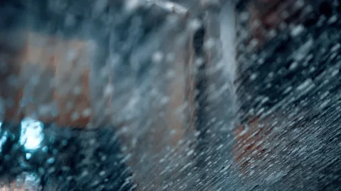 Water close-up on a front car window. Rain on a glass. Stock Footage 123211298