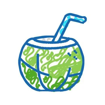 Water coconut coco icon doodle illustration 스톡 일러스트