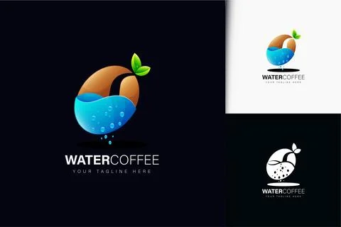 Water coffee logo design with gradient Stock Illustration