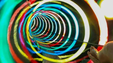 Water colored attraction slide inside the colorful pipe Stock Photos