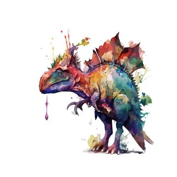 Water colour dinosaur vector Illustrazione stock