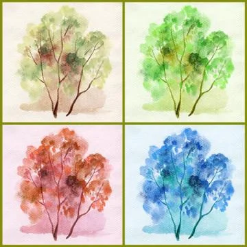 Water colour, trees Stock Illustration