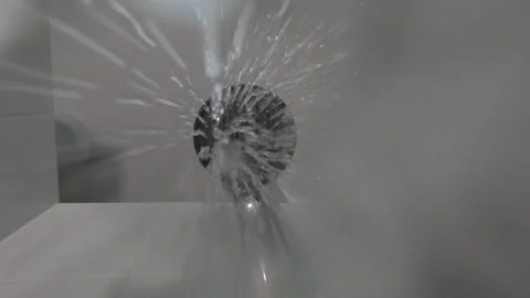 Water coming from a shower head. Perspective shot. Stock Footage 260701688
