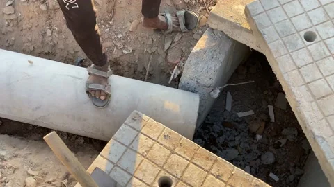 Water Conceit Pipes in Ground during Plumbing Construction site. Vídeos de archivo 167516172