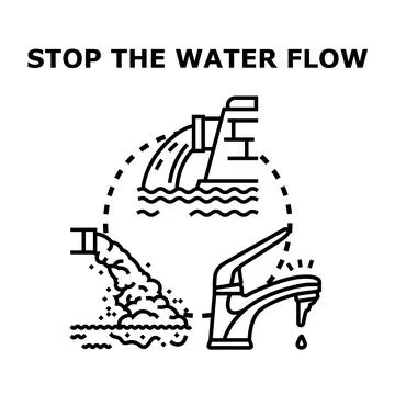 Water conservation concept with pollution and dripping faucet Stock Illustration