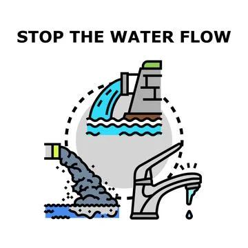 Water conservation concept with pollution and dripping faucet Stock Illustration