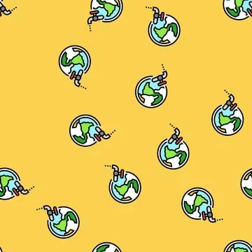 Water conservation environmental vector seamless pattern Ilustración de archivo