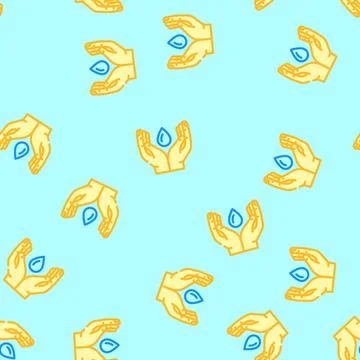 Water conservation environmental vector seamless pattern Ilustración de archivo