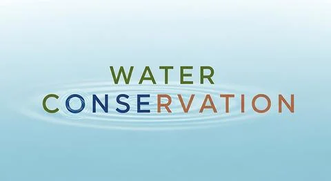 Water conservation message with text on blue background and water ripples Stock Illustration