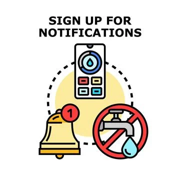 Water conservation notification system sign up Stock Illustration