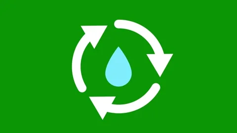 Water Conservation Recycle Icon Animation on Green Screen Background 4K Stock Footage 336590473