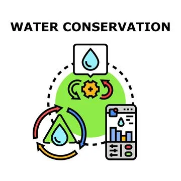 Water conservation strategy planning process with data analysis Stock Illustration