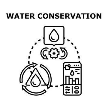 Water conservation strategy planning process with data analysis Stock Illustration
