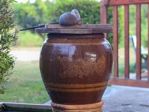 Water container with dragon pattern, bring to drink Stock Photos