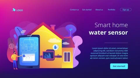 Water contamination detection system concept landing page Stock Illustration
