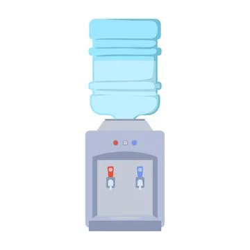 Water cooler with big bottle in flat design. Office or home dispenser. Vect.. Stock Illustration