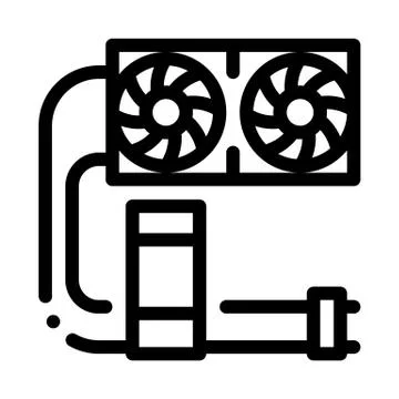 Water cooler computer part black icon vector illustration Stock Illustration