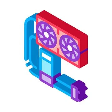 Water cooler computer part isometric icon vector illustration Stock Illustration