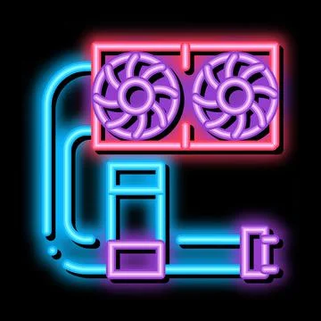 Water cooler computer part neon glow icon illustration イラスト素材