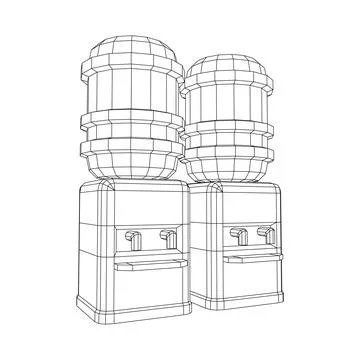 Water cooler with full bottle. Refreshment office concept Illustrazione stock
