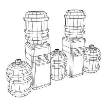 Water cooler with full bottle. Refreshment office concept Illustrazione stock
