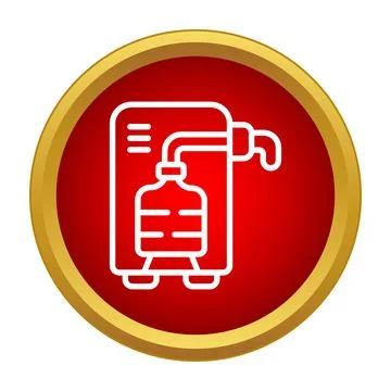 Water cooler machine icon on red background 스톡 일러스트