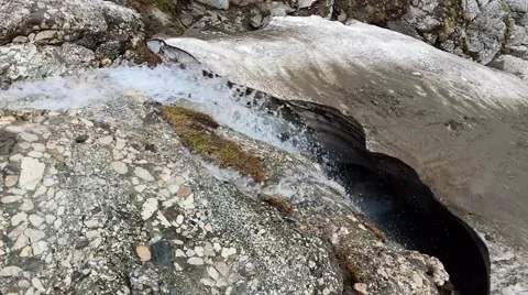 Water course flowing under glacier Video stock 43330617
