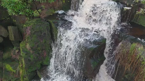 Water crashes over mossy rocks Vidéo 342930395