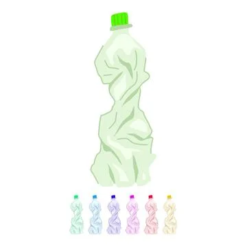 Water crumpled plastic bottle vector cartoon graphic Stock Illustration